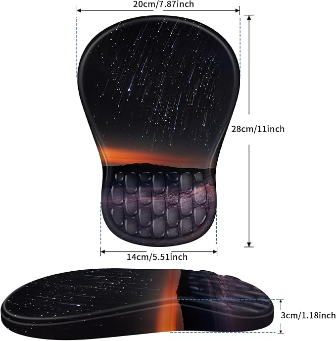 YIWEI Ergonomic Mouse Pad with Wrist Rest for Carpal Tunnel Pain Relief | Memory Foam Wrist Support,Non-Slip Rubber Base, Keyboard Computer Mousepad,Lycra Cloth Surface,Gaming Home Office