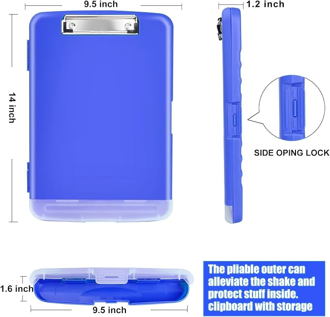 Clipboard with Storage Heavy Duty,Clip Boards 8.5x11 with Pen Holder,High Capacity Nursing Clipboard Case,Side Opening,A4 Letter Size for Office,School and Home,Dark Blue