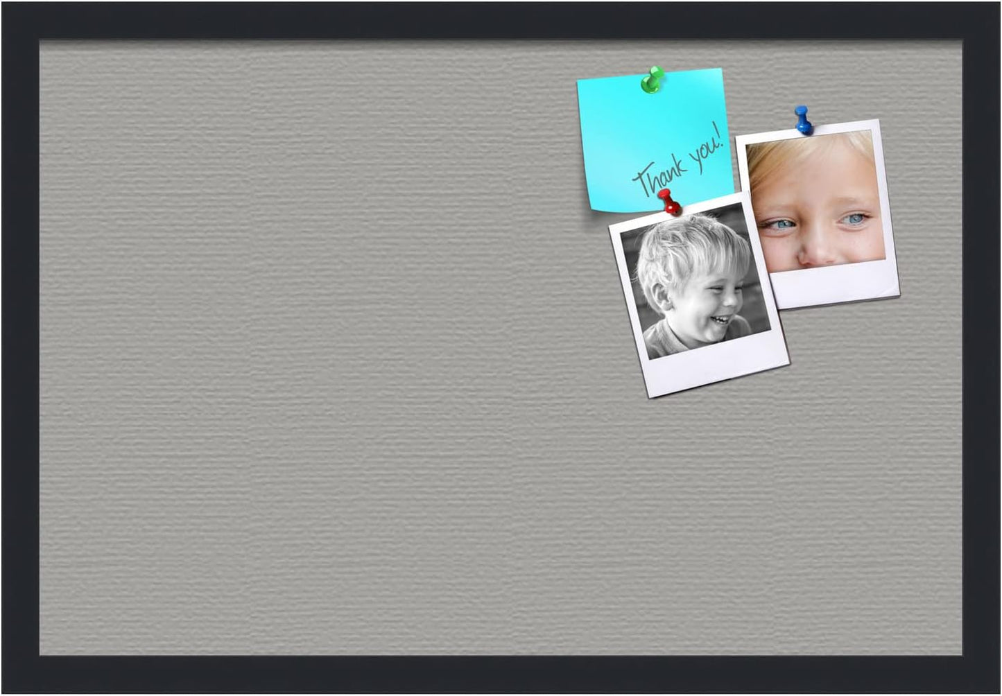 PinPix 24x16 Inch Cork Bulletin Board. This Decorative Framed Pin Board Comes with Dark Stone Design and a Satin Black Frame. Ideal for Home Office Decor or Message Board (PinPix-1808)