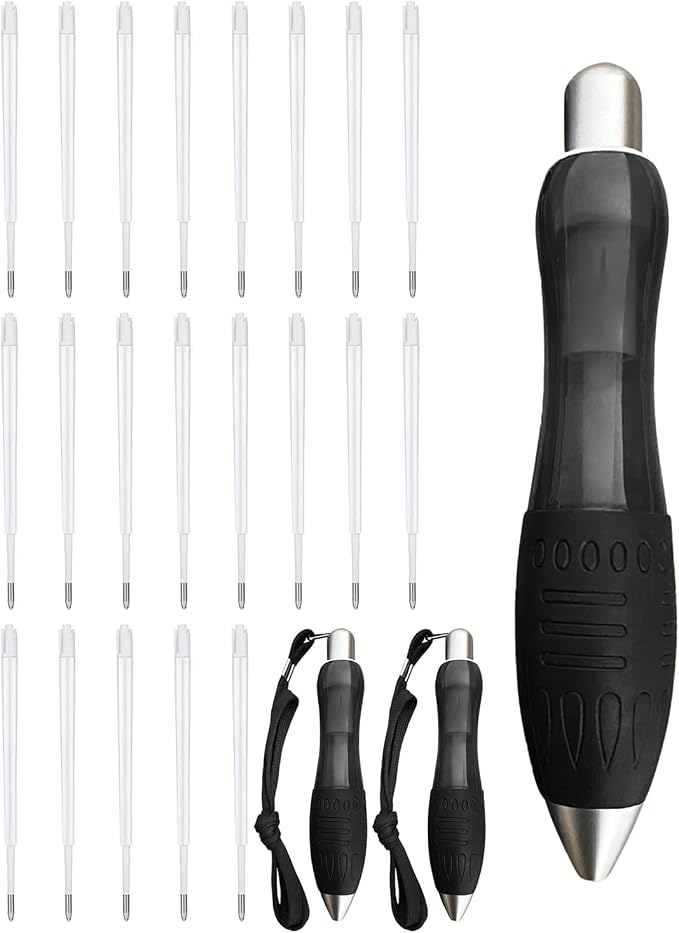 24-Pack Big Fat Pens Aids Writing For Tremor, Arthritis, Parkinson, Handicap, Carpal Tunnel Large Wide Grip Pen Black (3 Pens + 12Black Refills + 9 Blue Refills)