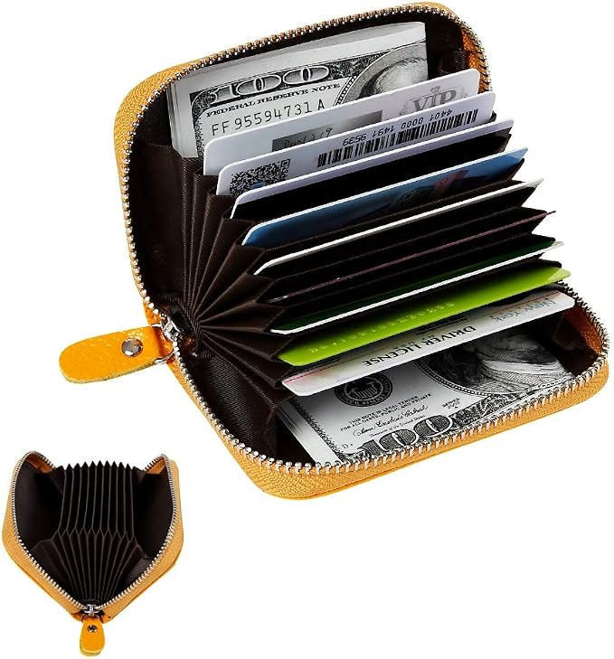 Women's RFID Blocking 12 Slots Credit Card Holder Leather Accordion Wallet