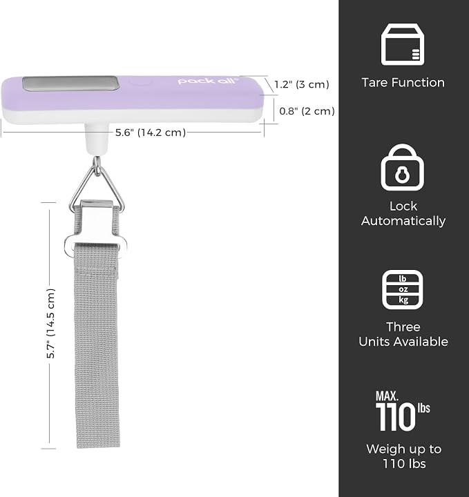 pack all Digital Luggage Scale for Travel, 110Lbs Capacity, 0.1Lb Precision