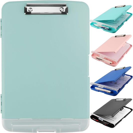 Clipboard with Storage,A4 Binder Nursing Clipboards with Pen Holder,Heavy Duty Storage Clipboard with Low Profile Clip, Clipboards Folder Side-Opening Clip Boards,Smooth Write Clip Board (Dark Green)