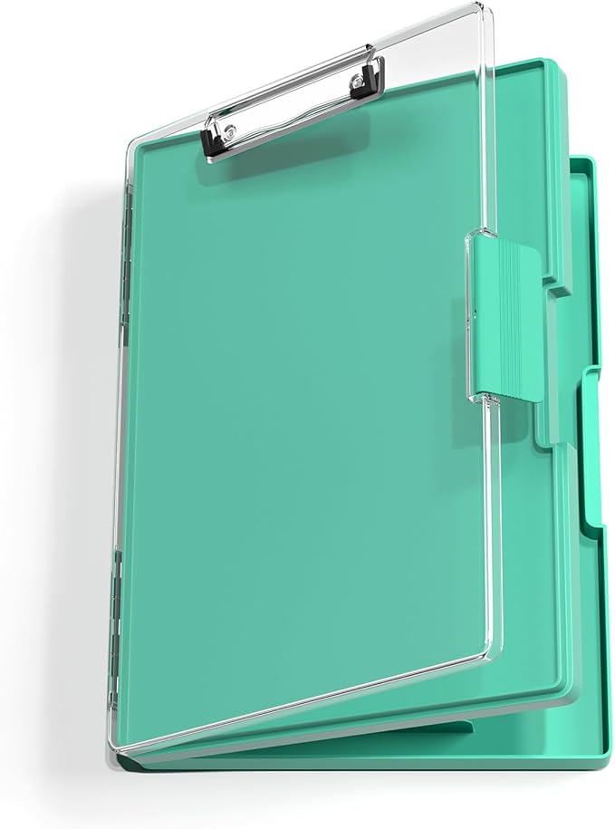 Hongri Clipboard with Storage, Green 8.5 x 11 Clip Board, Dual Compartmen | Folder Nursing Side Opening, Heavy Duty Organization Box, Smooth Writing for Teachers, Classroom, Size 13.3 x 9.4 x 1.5 in