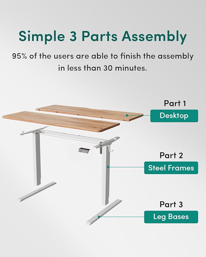 CubiCubi Electric Standing Desk, 60 x 24 Inches Height Adjustable Sit Stand Desk, Ergonomic Home Office Computer Workstation, Light Rustic