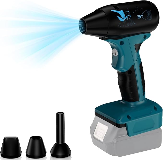 Portable Mini Jet Dry Blower Fan, 130000RPM High Speed Wireless Air Duster, 4-Speed Turbo Fan for Makkita 18V Battery, Ideal for Computer, Car, Camping, BBQ & Pet Hair Cleaning (Battery Not Included)