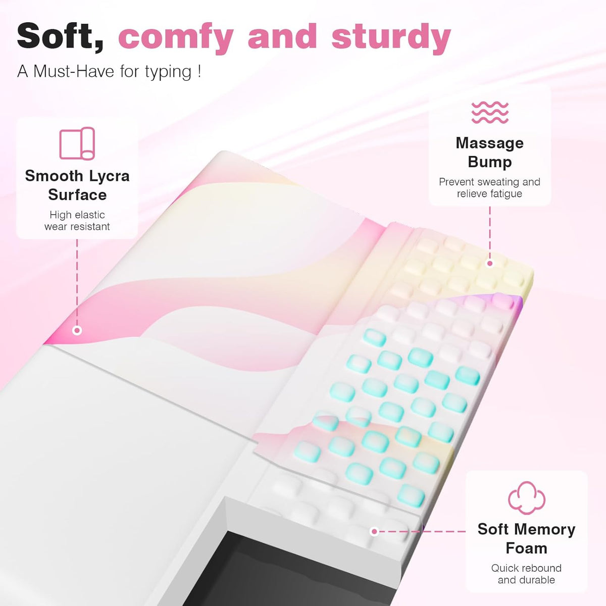 Ospelelf Keyboard Wrist Rest Comfortable Ergonomic Keyboard Stand Riser Holder Pad for Office Home