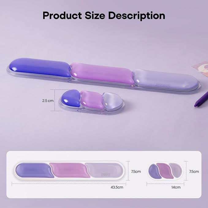 EPOMAKER CloudGel Wrist Rest for Keyboard and Mouse, 2 Pieces | Silicone Wrist Support, Anti-Slip Rubber Bottom, Ergonomic Design, Suitable for Office/Computer/Laptop/Gaming (Purple)