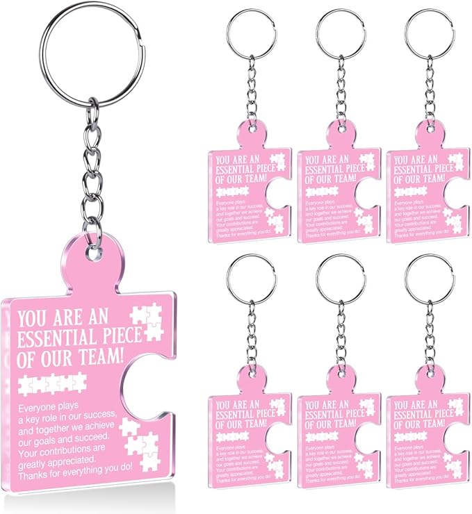 Team Appreciation Gifts Bulk Thank You Keychains for Coworkers | Gift Set for Employee, Staff, Teachers, Teamwork Puzzle Piece Keyring, Acrylic