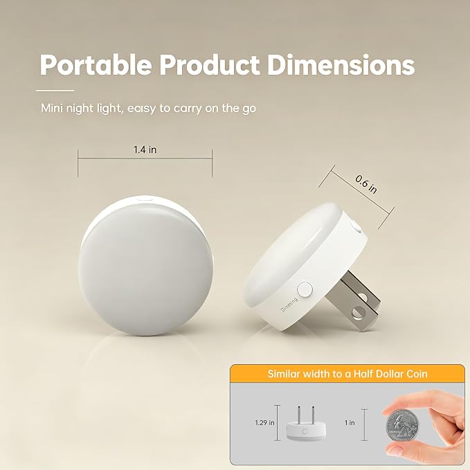 Night Light Plug in, Dimmable LED Mini Nightlights for Kids, Auto Dusk to Dawn Sensor, Automatic On and Off Night Lamp for Hallway,Bedroom, Stairway, 3 Brightness, Energy Efficient, 3CCT, 4Pack