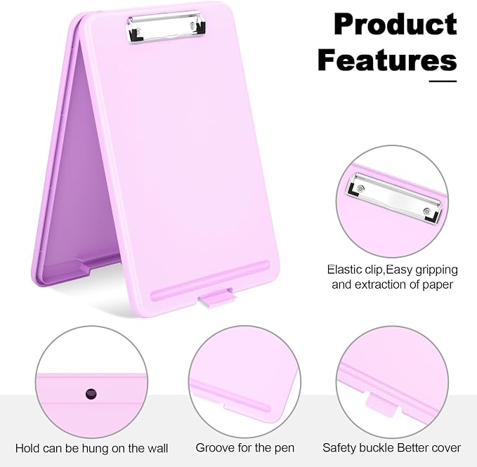 Hongri Clipboard with Storage, 8.5 x 11 Clip Board Foldable, Pale Pink | Bottom Opening, Size 13.4 x 9.4 X 0.9 in for Nurses, Teacher, Students, Classroom, School & Office Supplies