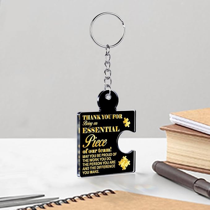 Team Appreciation Gifts Bulk Thank You Keychains for Coworkers | Gift Set for Employee, Staff, Teachers, Teamwork Puzzle Piece Keyring, Acrylic