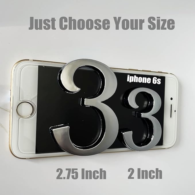 2 Inch Mailbox Numbers, Chrome Door Address Sign Number Stickers for Aprtment Office Home Room, Self Adhesive Install, Metal Shining, Suit for Outside or Indoor.(Silver, 2" - Set of 20)