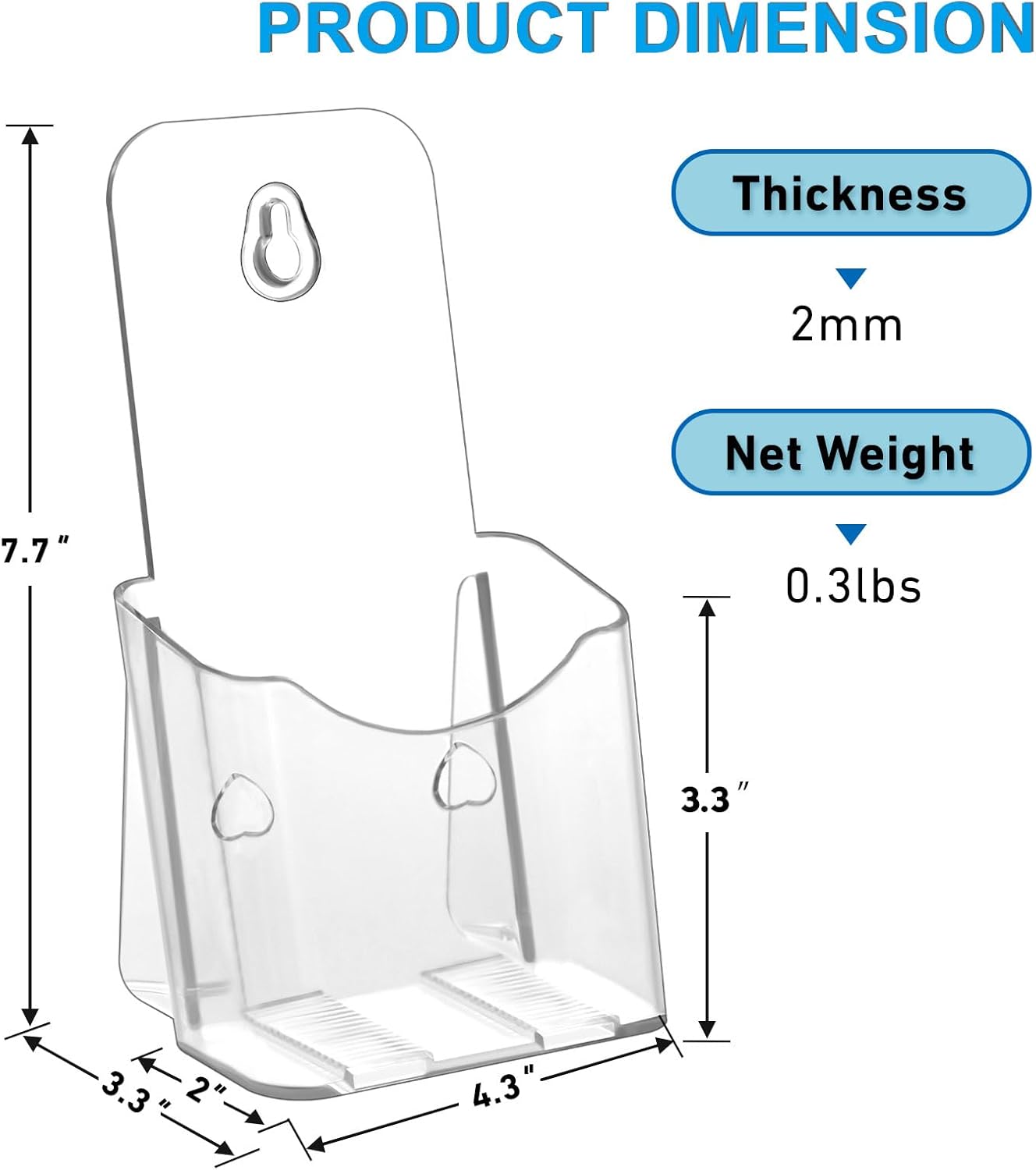 Acrylic Brochure Holder 4x9 Inches Slant Back Design, Clear Display Stand, Plastic Table Stand Sign, Pamphlet Flyer Display, 6 Pack