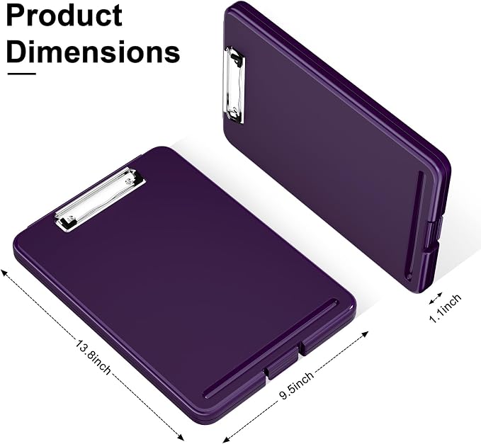 Hongri Clipboard with Storage, 8.5 x 11 Clip Board Foldable, Dark Purple | Bottom Opening, Size 13.4 x 9.4 X 0.9 in for Nurses, Teacher, Students, Classroom, School & Office Supplies