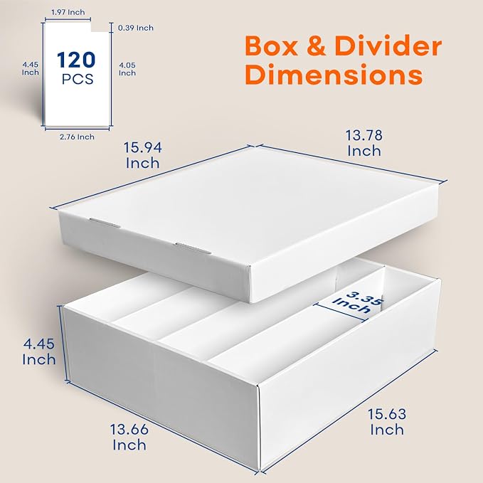 Fageverld 4-Pack Trading Card Storage Box, 3200 Count Cardboard 4 Row Card Box for MTG TCG Baseball Sports Cards Collection, Top loader Storage Boxes, includes Card Dividers & Stoppers