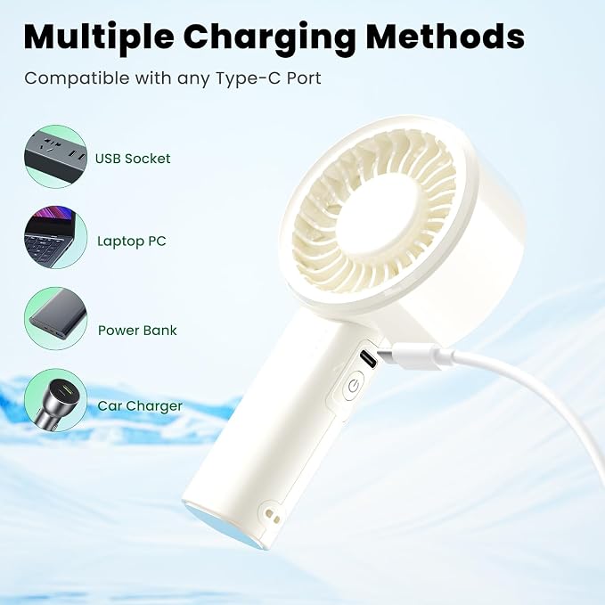 HandFan Handheld Mini Fan, Next Generation Small Fans Portable [8.5H Runtime] with Powerful High Speed Turbo Motor, USB Rechargeable, Pocket Design for Travel/Summer/Concerts/Lash, Gifts for Women
