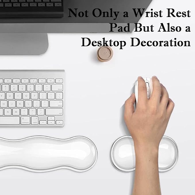 Update Gel Keyboard Wrist Rest & Mouse Wrist Rest Set – Silicone Wrist Support Pad for Pain Relief, Effortless Typing, Gaming, Computer, Laptop, Office – Anti-Slip Base, Easy to Clean