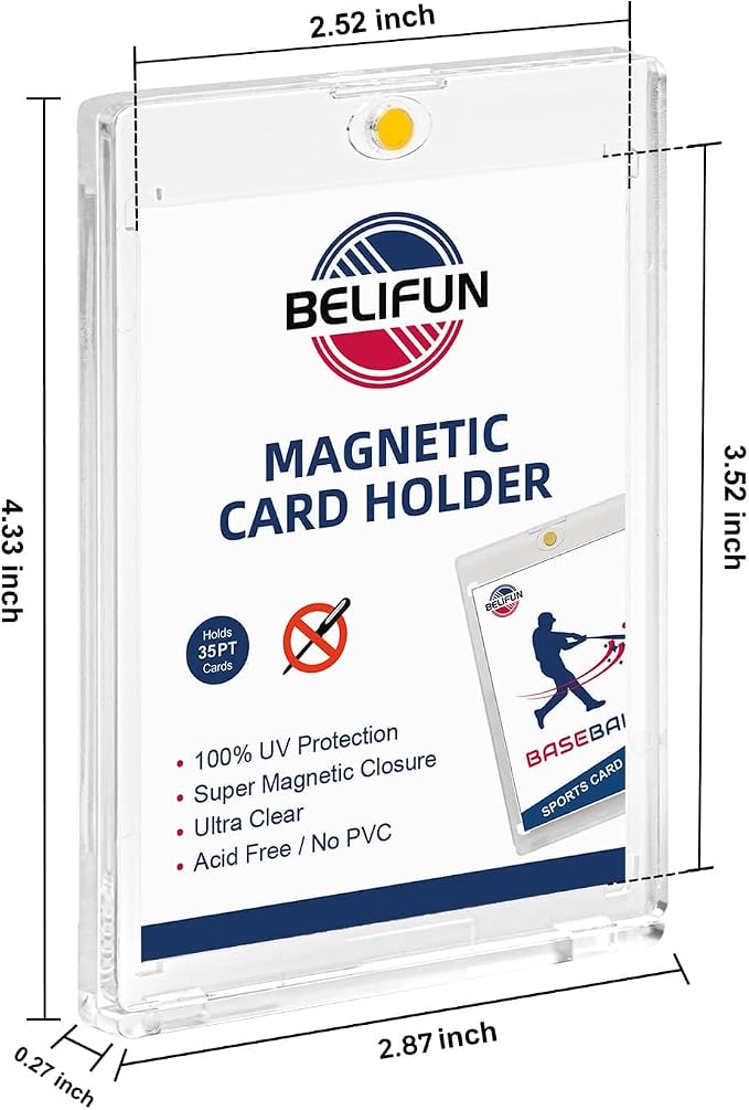 20-Pack One Touch Magnetic Card-Holders - 35PT Trading Card Holders, UV Protection Clear Acrylic Card Cases, Card Protector for Game, Baseball Sports Cards, Fit for Standard Cards Storage and Display