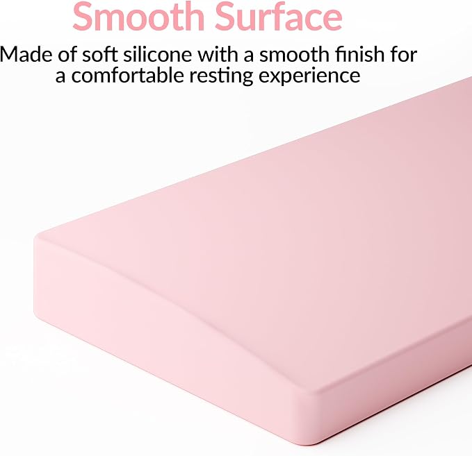 Keychron Silicone Wrist & Palm Rest, 17.6" Full Size for K10 Pro / K10 Max, Q6/V6 Series (Pro/Max/Ultra/HE), Washable, Non-Slip Base, Typing Support, Light Pink