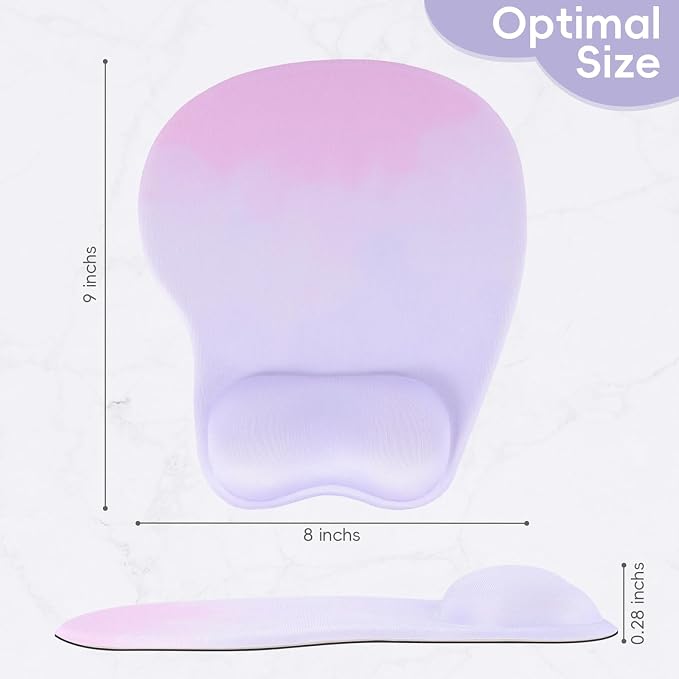 Mouse Pad with Wrist Rest Ergonomic Mouse Pad with Comfortable M-Shape Pain Relief Wrist Support Non-Slip PU Base Mousepad for Laptop, Office & Home (Lavender Plum)