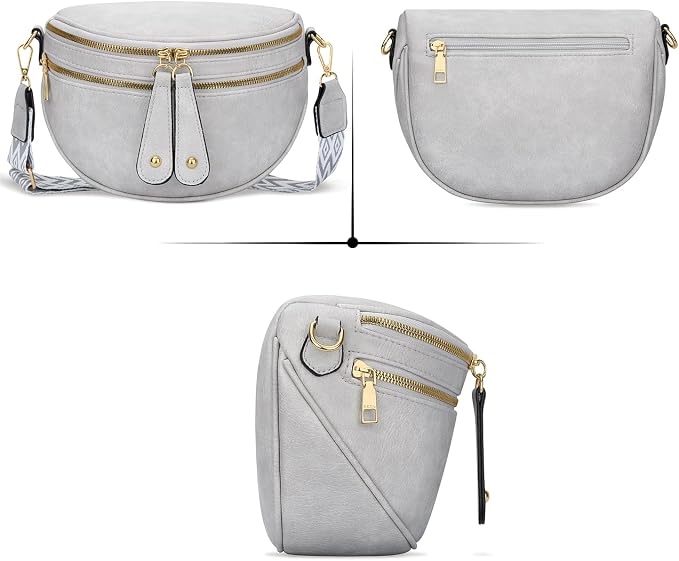 KKXIU Crossbody Bags for Women Vegan Leather Travel Bum Bag | Trendy Fanny Waist Pack | Shoulder Purse with Adjustable Strap