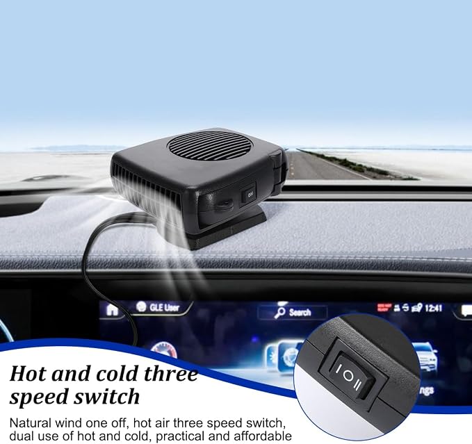 Car Heaters, 12V Portable Cigarette Lighter Vehicle Electronic Fan Heater, Fast Heating Automotive Windshield Cooling Defrost Defogger Accessories, Universal for Truck RV SUV