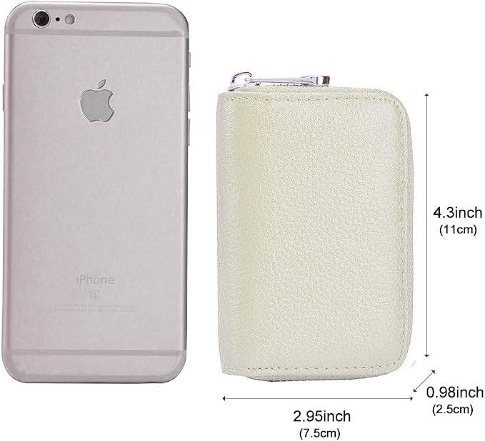 RFID Credit Card Holder Genuine Leather Credit Card Wallet with Zipper | RFID