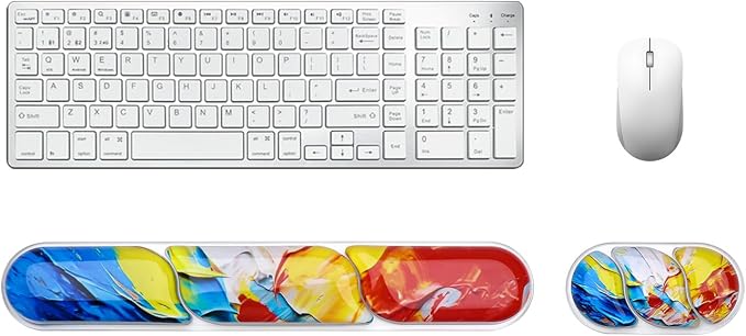 Keyboard and Mouse Wrist Rest, Silicone Gel Ergonomic Mouse Pad with Wrist Rest Set, Gaming Mousepad Arm Cushion Support for Computer Office Desk Accessories (Clear Gel Colorful - 2)