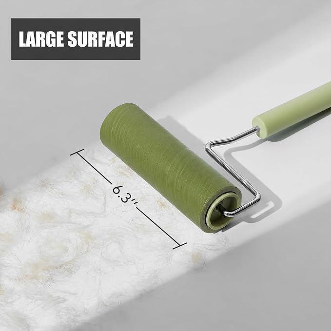 Extra Sticky Large Surface Lint Roller, 6.3''Wide Roller for Pet Hair | Long Handle Lint Remover for Couch, Furniture, Clothes, Dog & Cat Hair Remover (8 Refills(Scented))