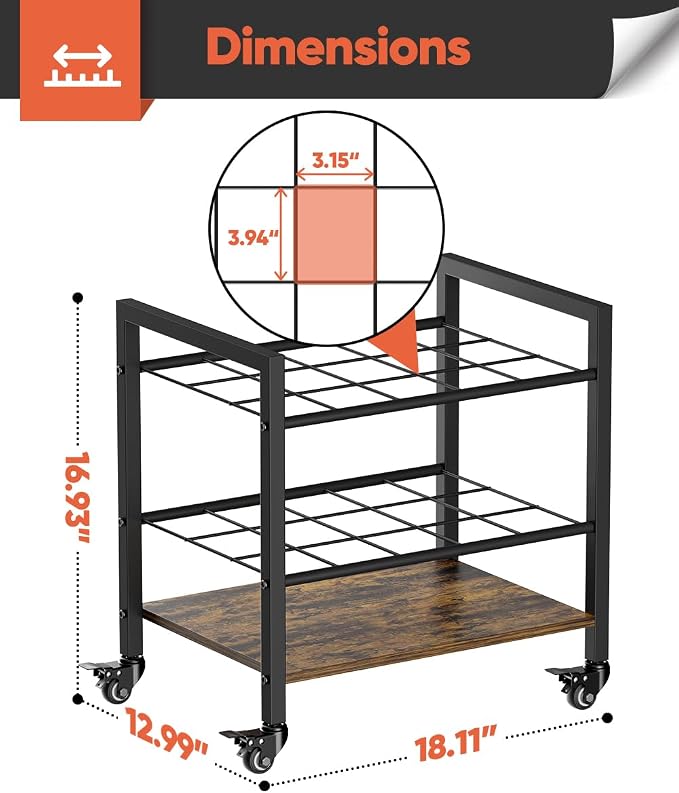 Blueprint Storage Rack Cart, 15 Slots Metal Rolling File Holder with Wheels & Adjustable Pads, Mobile Gift Wrapping Paper Organizer for Maps/Posters/Architectural Construction Plans, Black