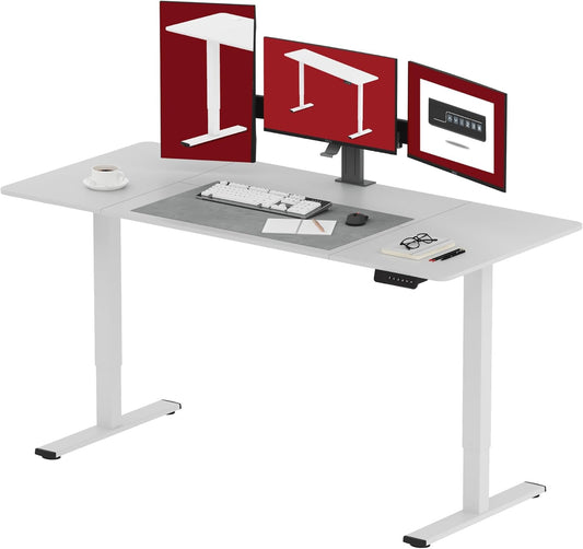 SANODESK Electric Standing Desk 71x32 Inch Height Adjustable Stand Up Desk Home Office Computer Workstation Sit Stand Home Office Desk with Splice Board (White Frame + White Top)