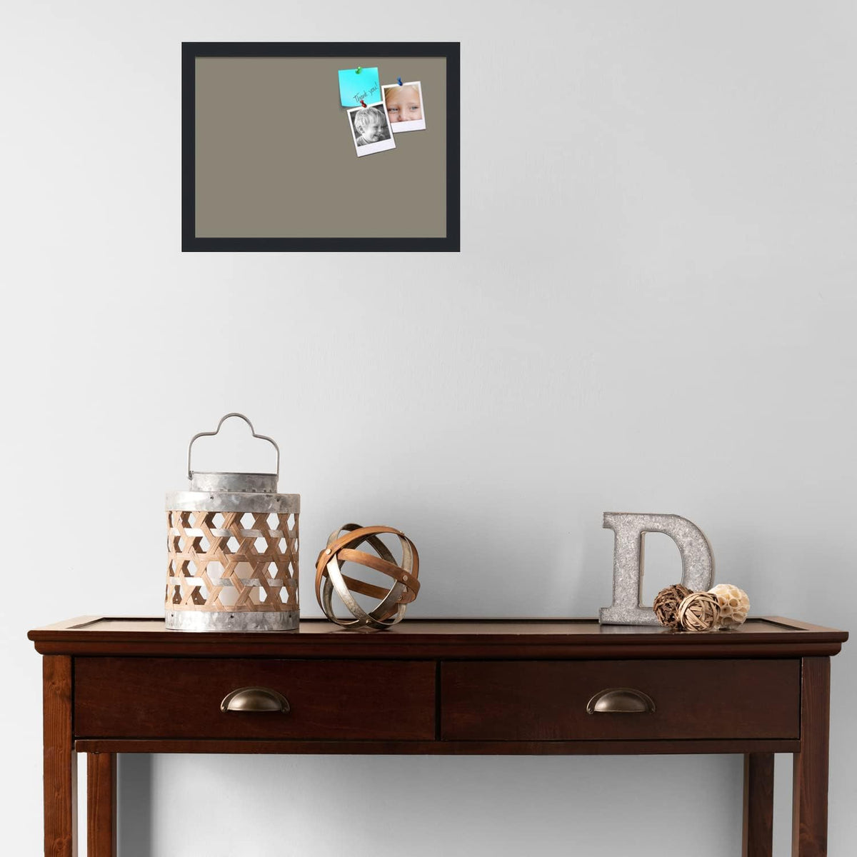 PinPix 18x13 Inch Cork Bulletin Board. This Decorative Framed Pin Board Comes with Pewter Design and a Satin Black Frame. Ideal for Home Office Decor or Message Board (PinPix-1812)