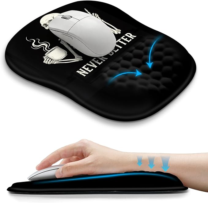 Hokafenle Ergonomic Wrist-Hugging Mouse Pad Wrist Support, U-Shaped Holding Wrist Rest Mousepad for Carpal Tunnel Pain Relief with Cushioned Memory Foam Slope Massage Bulge (10.2x8.3 in,Never Better)