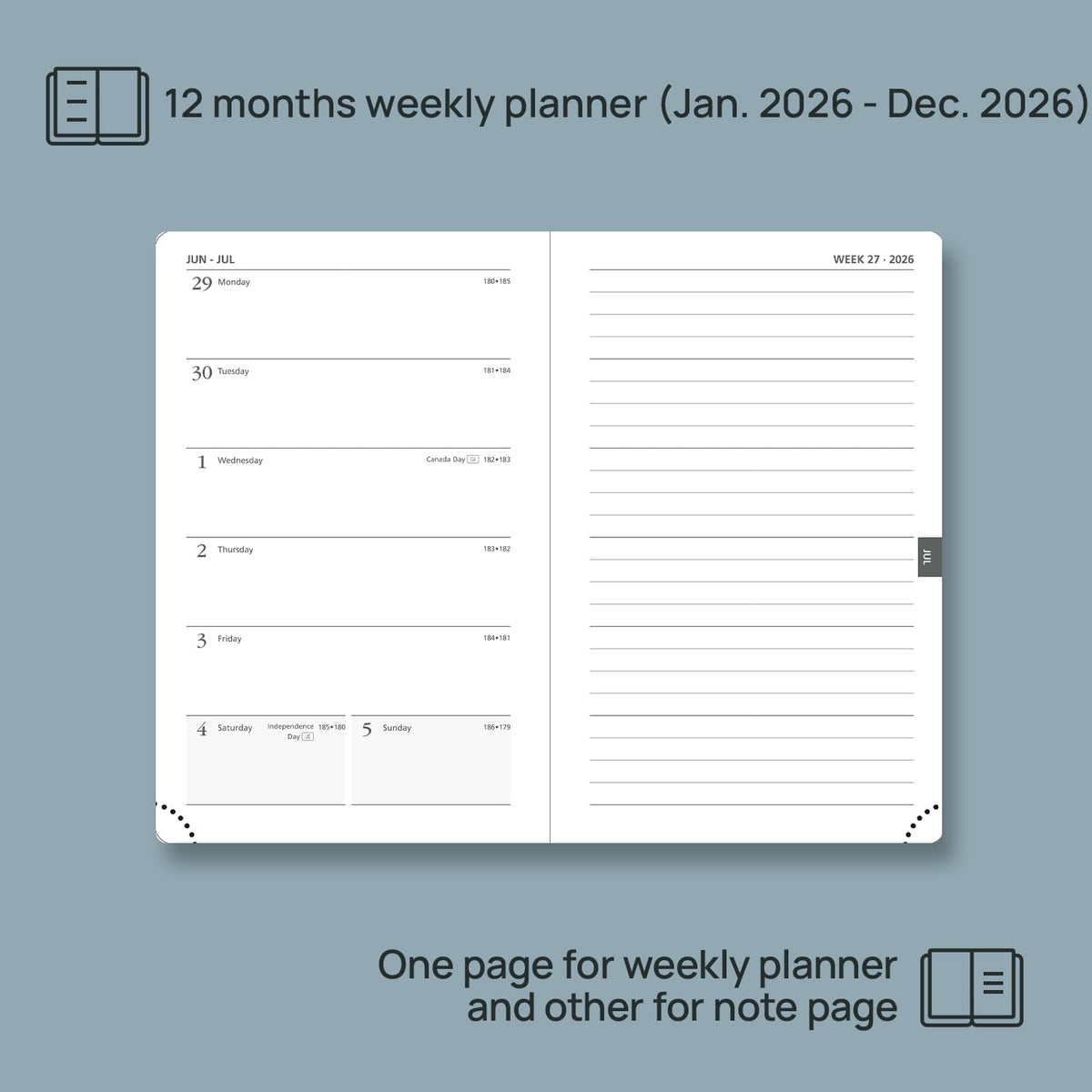 POPRUN Weekly Planner 2026 Pocket Size Calendar (4" x 6.25") 12 Months Notebook with Horizontal Layout, Leather Soft Cover, Inner Pocket, 100GSM Thick Paper, Pen Holder - Soft Pink