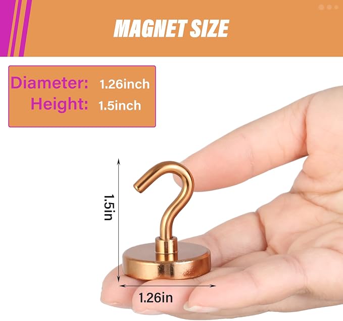 Neosmuk Magnetic Hooks, Heavy Duty 130lb+ Strong Magnet Hook for Cruise Cabins, Cruise Essentials 2026 for Hanging, Metal Wall Refrigerator Hangers (Bronze, 10 Pack)