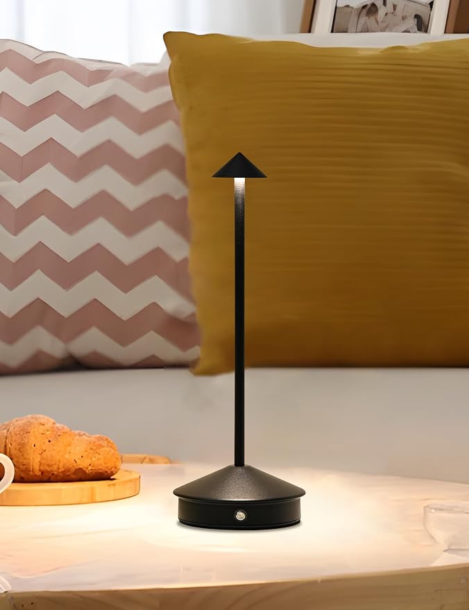 LED Rechargeable Cordless Table Lamps Black | 2 Pcs Portable Modern USB Battery Operated Lights,Waterproof Touch Dimmable Desk Lamp,for Patio,Restaurant,Bar,Dining Home