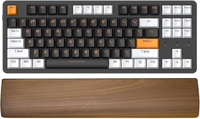 Ergonomic Wooden Wrist Rest Support for 87 Key Mechanical Keyboard | 14.2" fo TKL Keyboard, Wrist Pain Relief, Easy to Clean and Smooth No Odor, Support Wrist to Coding Typing and Playing