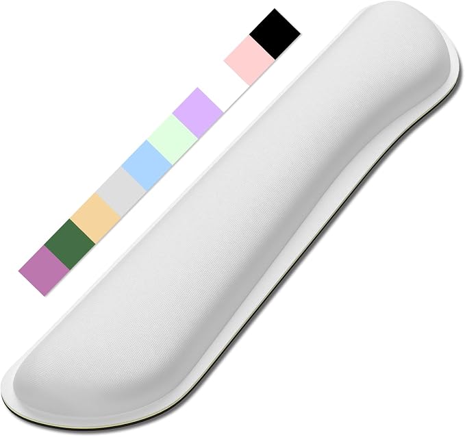 Dapesuom Enlarge Keyboard Wrist Rest, Cute Memory Foam Keyboard Wrist Cushion for Computer Desk Mats Support, Typing Pain Relief Ergonomic Mouse Pad Rests with Non-Slip Base for Gaming, Laptop, White