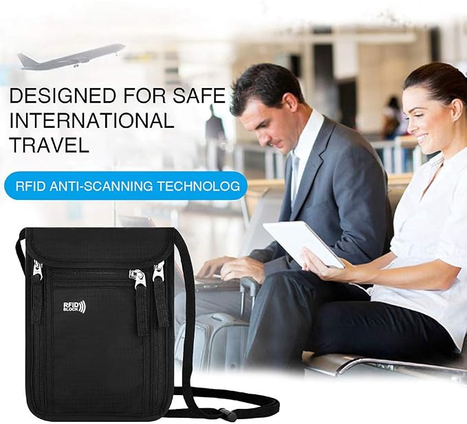 Travel Pouch Neck Wallet Family Passport Holder Organizer Case with RFID Blocking | Family Passport Holder