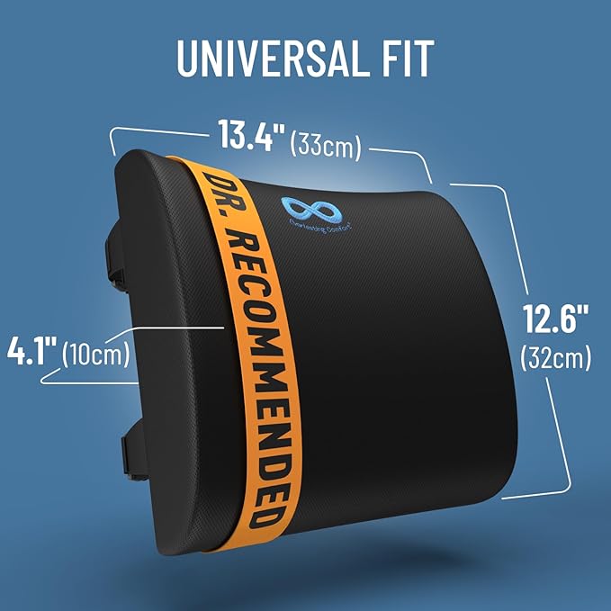 Everlasting Comfort Lumbar Support Pillow for Office Chair - Memory Foam Back Cushion for Car Seat - Promotes Better Posture, Back Pain Relief - Ideal Gaming and Desk Chairs Work and Home Essentials