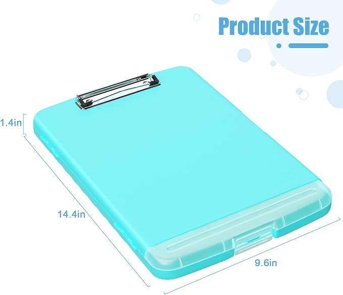 Hongri Clipboard with Storage with Pencil Case, 8.5 x 11 Storage Clip Board | High Capacity Organization Box for A4 Letter Legal Paper, Heavy Duty Folio & Side-Opening for Nurses, Teachers, Light Green
