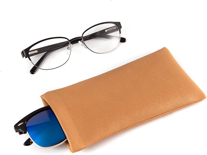TRIUMPH VISION Eyeglass Case Glasses Case Soft Sunglass Pouch Sleeve 3 Pack | Slim Lightweight Alternative to Bulky Case, Leather Lined Protect Lens, Squeeze Easy to Use, Stylish Portable for Daily Use