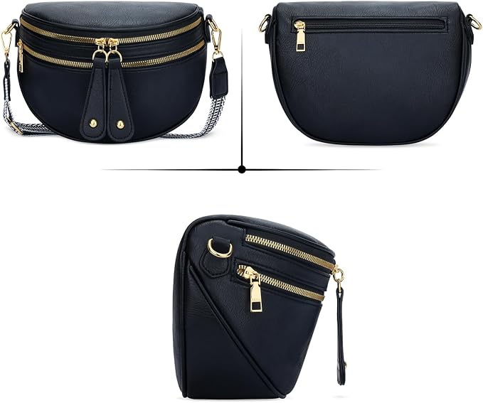 KKXIU Crossbody Bags for Women Vegan Leather Travel Bum Bag | Trendy Fanny Waist Pack | Shoulder Purse with Adjustable Strap