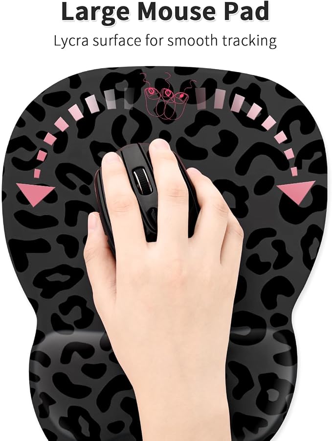 EooCoo Ergonomic Mouse Pad with Wrist Rest, Memory Foam Support Mousepad | Non-Slip Base for Computer, Cafe, Home & Office, 9.64 x 8.26 in Office Desk Accessories, Carpal Tunnel Relief