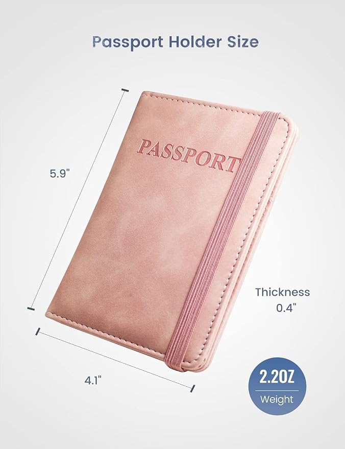 Passport Holder Passport Case Travel Wallet with Vaccination Card Holder Passport Cover with RFID Blocking Clear Pocket For Photo