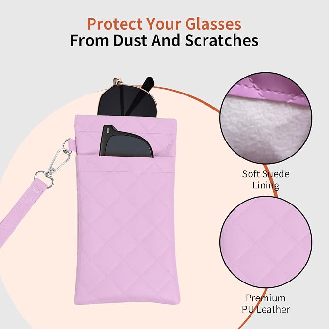 Double Eyeglass Case Soft Dual Glasses Case for Women Men Travel Squeeze Top Sunglasses Cases Eyeglasses Pouch
