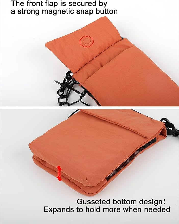GOX Neck Wallet for Traveling Women,RFID Blocking Crossbody Wallet | Nylon Water-Repellent Passport Holder with Phone Pocket, Small Neck Pouch