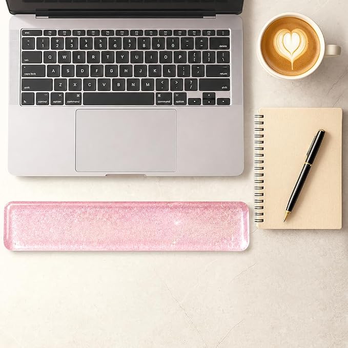 Wrist Rest Pad Comfortable Silicone Cushion Bling Bling | Typing Hand Pain Relief Support Keyboard Pad with Gel-filled Magic Keyboard Other Keyboards Office & Home (Bright Pink)