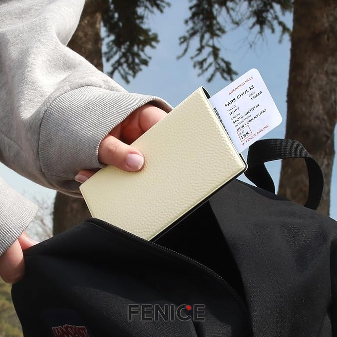 Fenice Classic Passport Cover Holder Wallet Case for Travel Essential RFID Blocking Vegan Leather Waterproof (SAND)